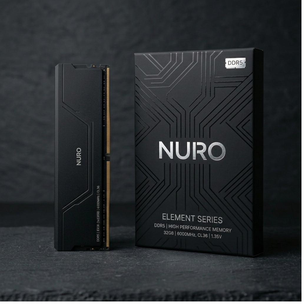 NURO Element — kit DDR5 32 Go 6000 MHz, dissipateur aluminium noir mat